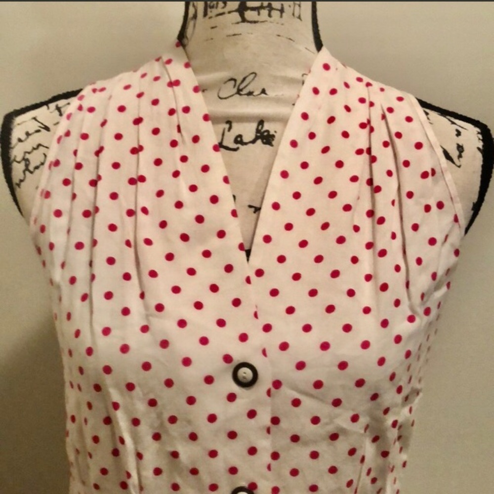 90’s Vintage Pembrooke Lane Pink Polka Dot Blouse - Picture 1 of 11